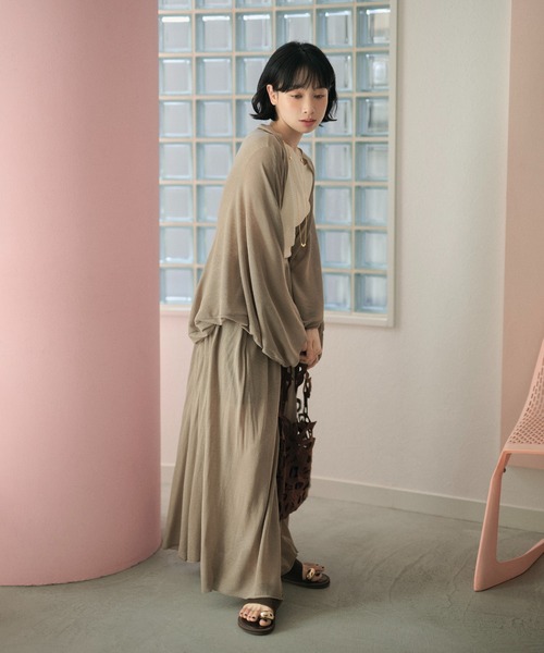 LAULEN（ローレン）の「drape dolman sleeve knit cardigan /ドレープドルマンスリーブニットカーディガン（カーディガン/ボレロ・レディース・ブラウン/オートミール/ベージュ/ブラック・FREE）」の18枚目の写真