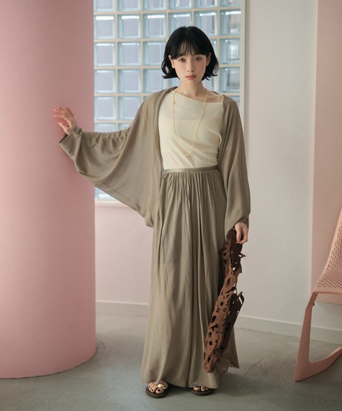 LAULEN（ローレン）の「drape dolman sleeve knit cardigan /ドレープドルマンスリーブニットカーディガン（カーディガン/ボレロ・レディース・ブラウン/オートミール/ベージュ/ブラック・FREE）」の19枚目の写真