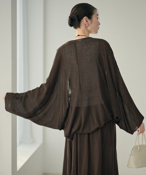 LAULEN（ローレン）の「drape dolman sleeve knit cardigan /ドレープドルマンスリーブニットカーディガン（カーディガン/ボレロ・レディース・ブラウン/オートミール/ベージュ/ブラック・FREE）」の20枚目の写真