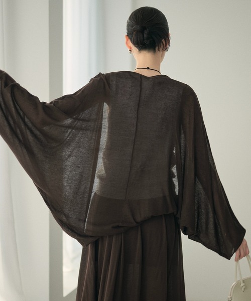LAULEN（ローレン）の「drape dolman sleeve knit cardigan /ドレープドルマンスリーブニットカーディガン（カーディガン/ボレロ・レディース・ブラウン/オートミール/ベージュ/ブラック・FREE）」の22枚目の写真