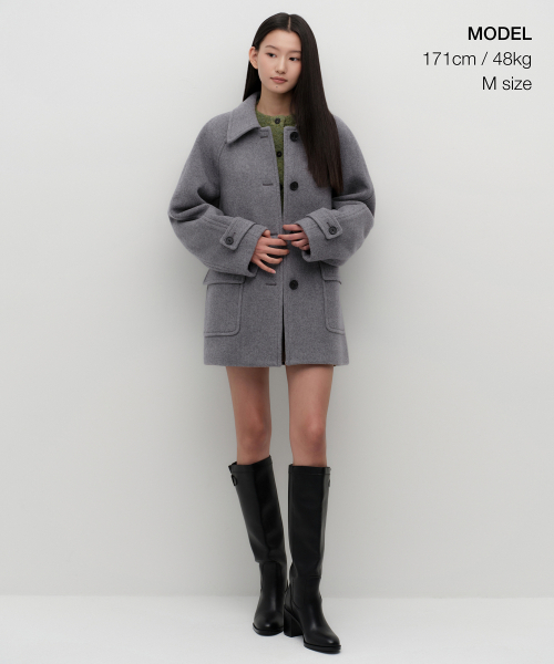 MUSINSA STANDARD WOMAN（ムシンサスタンダードウーマン）の「ウィメンズカシミヤブレンドハーフバルマカンコート[ミディアムグレー]（チェスターコート・レディース・その他・LARGE/X-SMALL/SMALL/MEDIUM）」の2枚目の写真