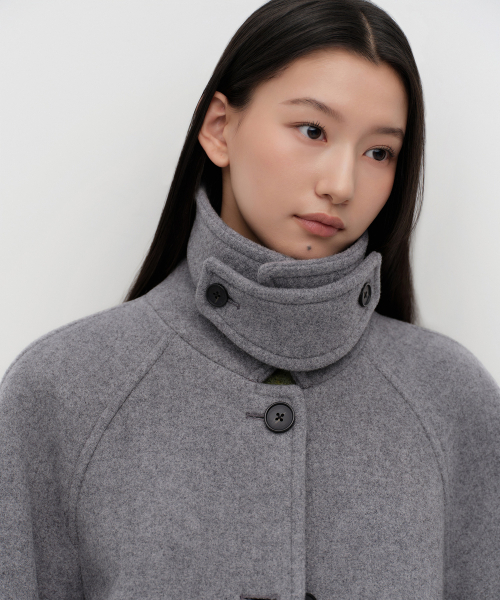 MUSINSA STANDARD WOMAN（ムシンサスタンダードウーマン）の「ウィメンズカシミヤブレンドハーフバルマカンコート[ミディアムグレー]（チェスターコート・レディース・その他・LARGE/X-SMALL/SMALL/MEDIUM）」の5枚目の写真