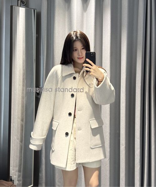 MUSINSA STANDARD WOMAN（ムシンサスタンダードウーマン）の「ウィメンズカシミヤブレンドハーフバルマカンコート[ミディアムグレー]（チェスターコート・レディース・その他・LARGE/X-SMALL/SMALL/MEDIUM）」の11枚目の写真