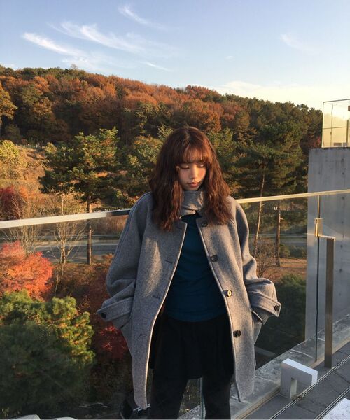 MUSINSA STANDARD WOMAN（ムシンサスタンダードウーマン）の「ウィメンズカシミヤブレンドハーフバルマカンコート[ミディアムグレー]（チェスターコート・レディース・その他・LARGE/X-SMALL/SMALL/MEDIUM）」の12枚目の写真