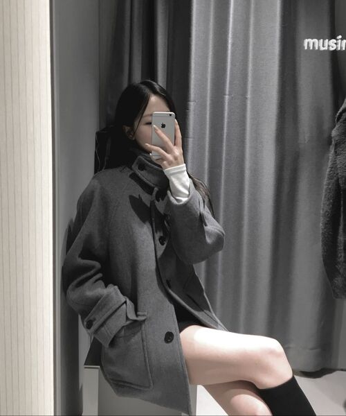 MUSINSA STANDARD WOMAN（ムシンサスタンダードウーマン）の「ウィメンズカシミヤブレンドハーフバルマカンコート[ミディアムグレー]（チェスターコート・レディース・その他・LARGE/X-SMALL/SMALL/MEDIUM）」の13枚目の写真
