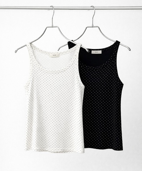 NUJOH（ヌゾ）の「Dot Sleeveless Tank Top / ドットスリーブレスタンクトップ（タンクトップ・レディース・ブラック/アイボリー/グレー・FREE）」の4枚目の写真