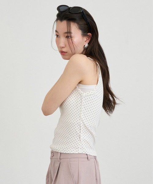 NUJOH（ヌゾ）の「Dot Sleeveless Tank Top / ドットスリーブレスタンクトップ（タンクトップ・レディース・ブラック/アイボリー/グレー・FREE）」の10枚目の写真