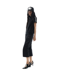Nylon Banding Capri pants / Black
