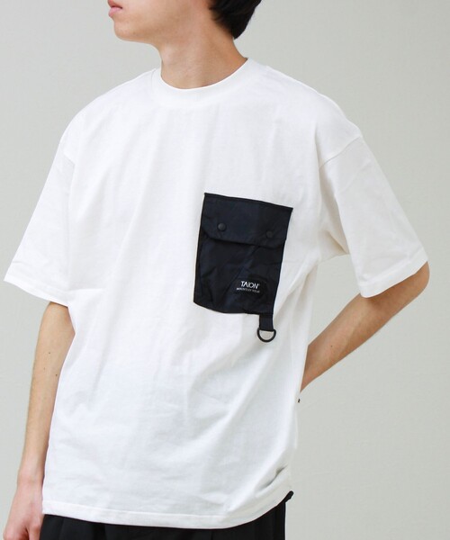 TAION(タイオン)の「【TAION / タイオン】MOUNTAION FRAP POCKET T-SH(Tシャツ/カットソー・メンズ・ホワイト/マルチ/ブラック・M/L/XL)」の2枚目の写真