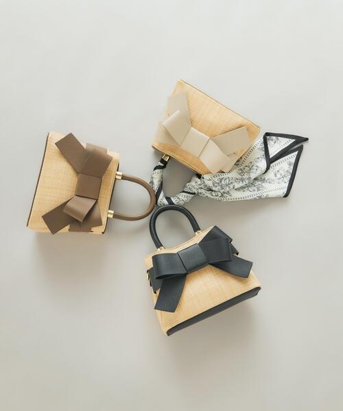 PROPORTION BODY DRESSING(プロポーションボディドレッシング)の「雑材フロントリボンバッグミニ / 1216181408(ショルダーバッグ・レディース・オフホワイト/ブラウン/ブラック・フリ-)」の3枚目の写真