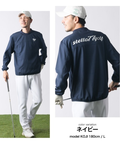 stella77golf（ステラセブンティーンセブンゴルフ）の「8WAY 撥水加工ｽﾄﾚｯﾁﾌﾟﾙｵｰﾊﾞｰ（Tシャツ/カットソー・メンズ・ネイビー/ブラック・LARGE/X-LARGE/XX-LARGE/MEDIUM）」の3枚目の写真