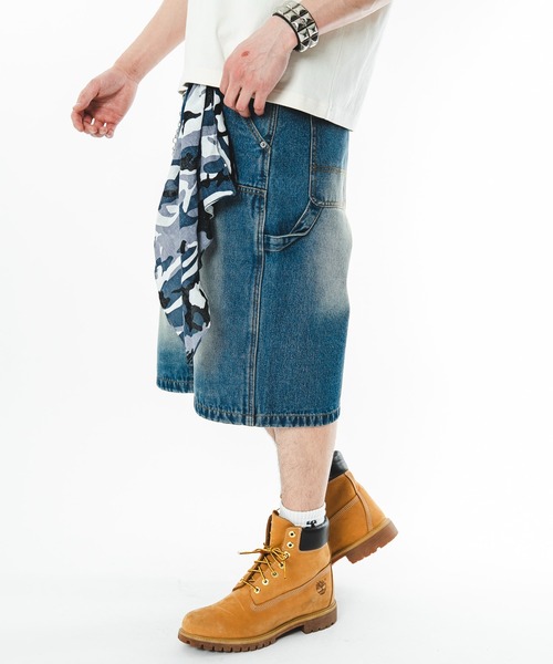 SHORT ROUND（ショートラウンド）の「SHORT ROUND/【26年春夏新作】ダブルニーデニムショーツ（デニムパンツ・メンズ・コバルトブルー/ブラック系3・LARGE/MEDIUM）」の10枚目の写真