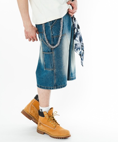 SHORT ROUND（ショートラウンド）の「SHORT ROUND/【26年春夏新作】ダブルニーデニムショーツ（デニムパンツ・メンズ・コバルトブルー/ブラック系3・LARGE/MEDIUM）」の11枚目の写真