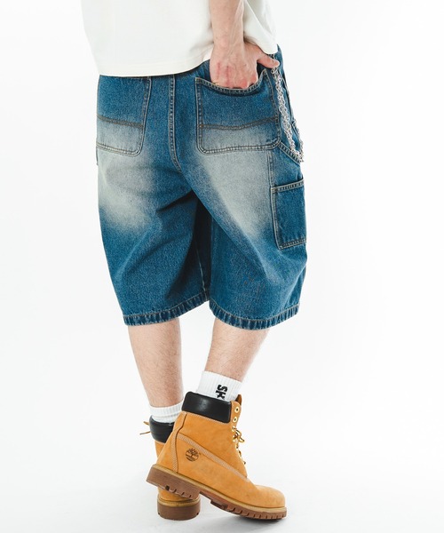 SHORT ROUND（ショートラウンド）の「SHORT ROUND/【26年春夏新作】ダブルニーデニムショーツ（デニムパンツ・メンズ・コバルトブルー/ブラック系3・LARGE/MEDIUM）」の12枚目の写真