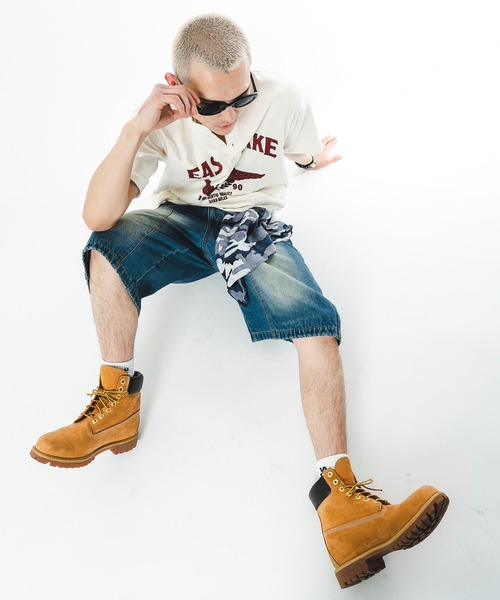 SHORT ROUND（ショートラウンド）の「SHORT ROUND/【26年春夏新作】ダブルニーデニムショーツ（デニムパンツ・メンズ・コバルトブルー/ブラック系3・LARGE/MEDIUM）」の13枚目の写真