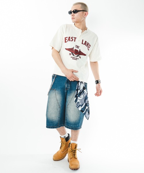 SHORT ROUND（ショートラウンド）の「SHORT ROUND/【26年春夏新作】ダブルニーデニムショーツ（デニムパンツ・メンズ・コバルトブルー/ブラック系3・LARGE/MEDIUM）」の15枚目の写真