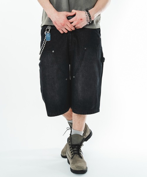 SHORT ROUND（ショートラウンド）の「SHORT ROUND/【26年春夏新作】ダブルニーデニムショーツ（デニムパンツ・メンズ・コバルトブルー/ブラック系3・LARGE/MEDIUM）」の16枚目の写真