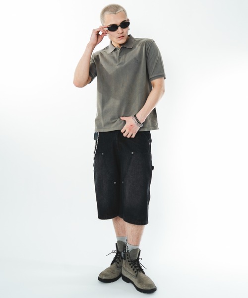 SHORT ROUND（ショートラウンド）の「SHORT ROUND/【26年春夏新作】ダブルニーデニムショーツ（デニムパンツ・メンズ・コバルトブルー/ブラック系3・LARGE/MEDIUM）」の21枚目の写真