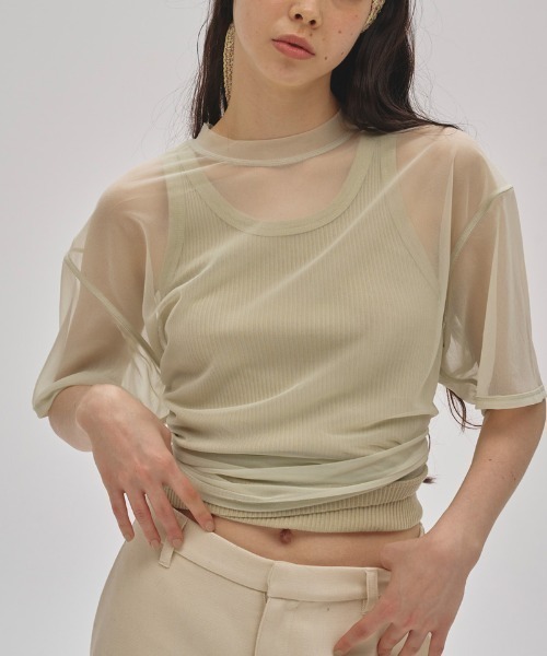 TODAYFUL（トゥデイフル）の「[TODAYFUL/トゥデイフル] シームレス リブタンクトップ（タンクトップ・レディース・ピンク/レッド/ミント・F）」の2枚目の写真