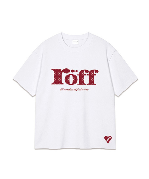 RANDOMOFF（ランダムオフ）の「ROEFF TYPE PLAY DOT OVER FIT T-SHIRT [RED] (3color)（Tシャツ/カットソー・レディース・ホワイト/ライトグレー/ブラック・MEDIUM/LARGE/X-LARGE/SMALL）」の2枚目の写真