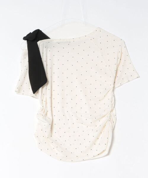 SpRay（スプレイ）の「ドット肩リボントップス（Tシャツ/カットソー・レディース・オフホワイト/ブラック/グレー・FREE）」の8枚目の写真