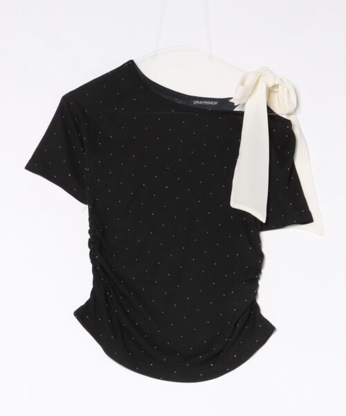 SpRay（スプレイ）の「ドット肩リボントップス（Tシャツ/カットソー・レディース・オフホワイト/ブラック/グレー・FREE）」の10枚目の写真