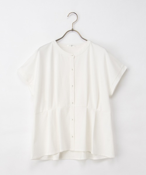 Honeys（ハニーズ）の「【ハニさら・接触冷感・ＵＶカット】ウエストタックトップス（Tシャツ/カットソー・レディース・アイボリー/グレイッシュベージュ/ブルーグリーン/ネイビー・3L/L/LL/M/S）」の19枚目の写真
