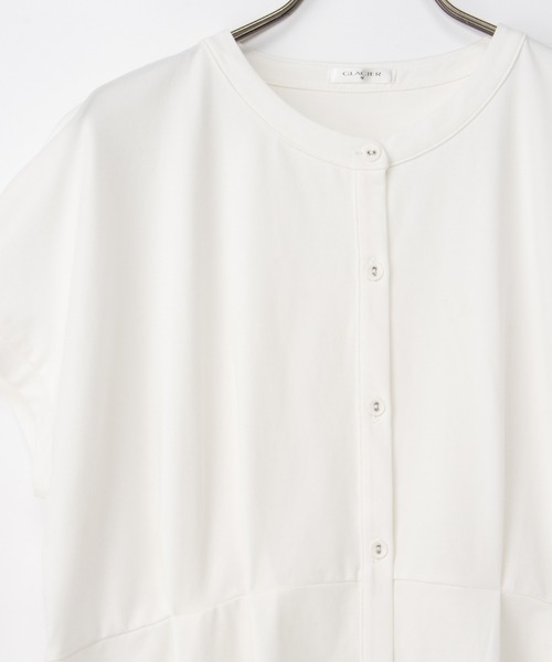 Honeys（ハニーズ）の「【ハニさら・接触冷感・ＵＶカット】ウエストタックトップス（Tシャツ/カットソー・レディース・アイボリー/グレイッシュベージュ/ブルーグリーン/ネイビー・3L/L/LL/M/S）」の20枚目の写真