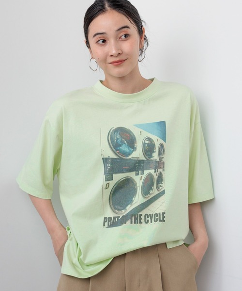 studio CLIP(スタディオクリップ)の「【daily CLIP】ランドリープリントBIG Tシャツ(Tシャツ/カットソー・レディース・ホワイト/ミント・FREE)」の1枚目の写真