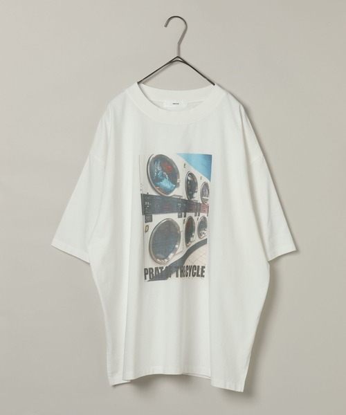 studio CLIP(スタディオクリップ)の「【daily CLIP】ランドリープリントBIG Tシャツ(Tシャツ/カットソー・レディース・ホワイト/ミント・FREE)」の3枚目の写真