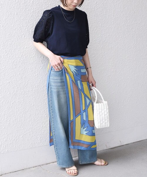 SHIPS Colors(シップス カラーズ)の「SHIPS Colors:〈手洗い可能〉ミニ裏毛 レース スリーブ トップス◇(Tシャツ/カットソー・レディース・ライトブルー/ネイビー/オフホワイト・ONE SIZE)」の18枚目の写真