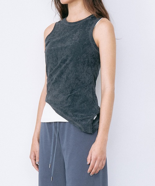 LE CIEL BLEU(ルシェルブルー)の「ベロアカットアウトタンク / Velour Cut-Out Tank(Tシャツ/カットソー・レディース・ライトグリーン/チャコールグレー・36/38)」の4枚目の写真
