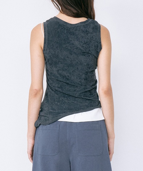 LE CIEL BLEU(ルシェルブルー)の「ベロアカットアウトタンク / Velour Cut-Out Tank(Tシャツ/カットソー・レディース・ライトグリーン/チャコールグレー・36/38)」の7枚目の写真