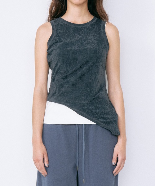 LE CIEL BLEU(ルシェルブルー)の「ベロアカットアウトタンク / Velour Cut-Out Tank(Tシャツ/カットソー・レディース・ライトグリーン/チャコールグレー・36/38)」の6枚目の写真