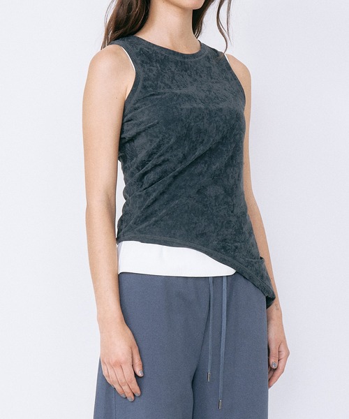 LE CIEL BLEU(ルシェルブルー)の「ベロアカットアウトタンク / Velour Cut-Out Tank(Tシャツ/カットソー・レディース・ライトグリーン/チャコールグレー・36/38)」の5枚目の写真