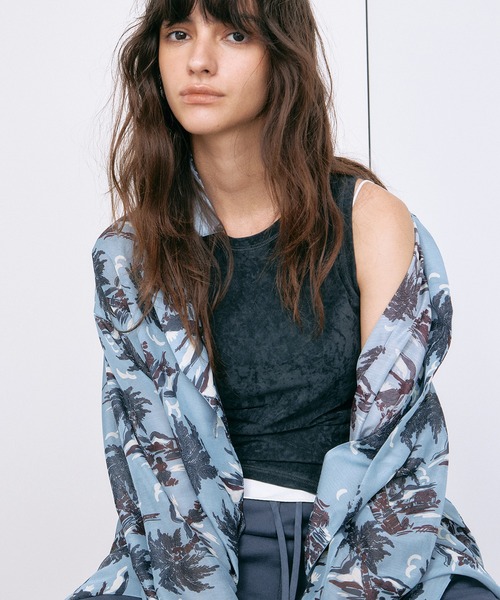 LE CIEL BLEU(ルシェルブルー)の「ベロアカットアウトタンク / Velour Cut-Out Tank(Tシャツ/カットソー・レディース・ライトグリーン/チャコールグレー・36/38)」の3枚目の写真