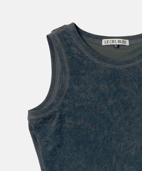 LE CIEL BLEU(ルシェルブルー)の「ベロアカットアウトタンク / Velour Cut-Out Tank(Tシャツ/カットソー・レディース・ライトグリーン/チャコールグレー・36/38)」の9枚目の写真