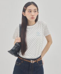【umm.】ドット刺繍ロゴ半袖Tシャツ