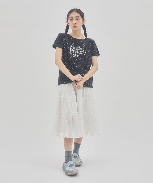 DISCOAT(ディスコート)の「【umm.】ドット刺繍ロゴ半袖Tシャツ(Tシャツ/カットソー・レディース・オフホワイト/ブラック・FREE)」の21枚目の写真