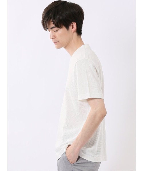 TAKA-Q(タカキュー)の「【綿混】タカキュー ヘリンボン ジャガード Vネック 半袖 Tシャツ(Tシャツ/カットソー・メンズ・ホワイト/ブラック・MEDIUM/LARGE/X-LARGE)」の4枚目の写真