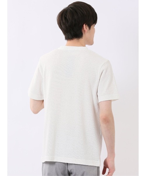 TAKA-Q(タカキュー)の「【綿混】タカキュー ヘリンボン ジャガード Vネック 半袖 Tシャツ(Tシャツ/カットソー・メンズ・ホワイト/ブラック・MEDIUM/LARGE/X-LARGE)」の5枚目の写真