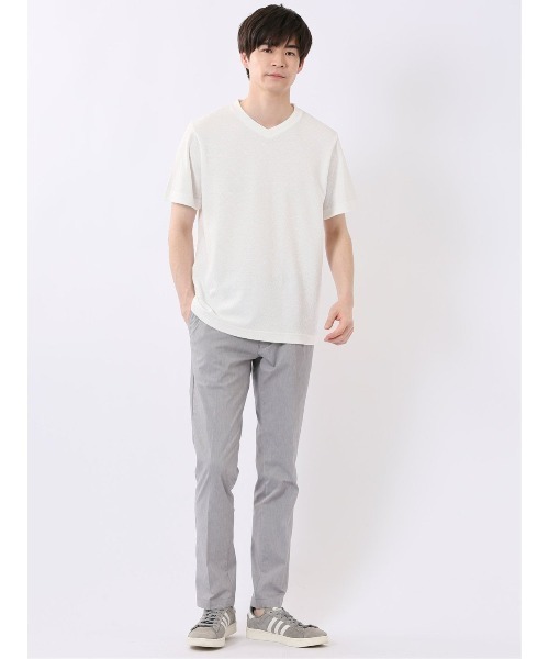 TAKA-Q(タカキュー)の「【綿混】タカキュー ヘリンボン ジャガード Vネック 半袖 Tシャツ(Tシャツ/カットソー・メンズ・ホワイト/ブラック・MEDIUM/LARGE/X-LARGE)」の7枚目の写真