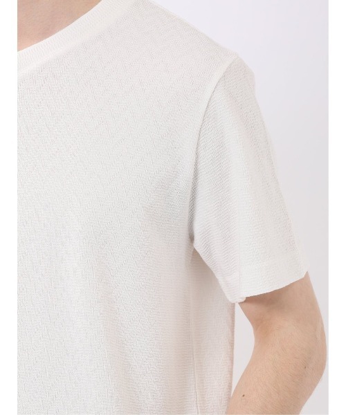 TAKA-Q(タカキュー)の「【綿混】タカキュー ヘリンボン ジャガード Vネック 半袖 Tシャツ(Tシャツ/カットソー・メンズ・ホワイト/ブラック・MEDIUM/LARGE/X-LARGE)」の12枚目の写真
