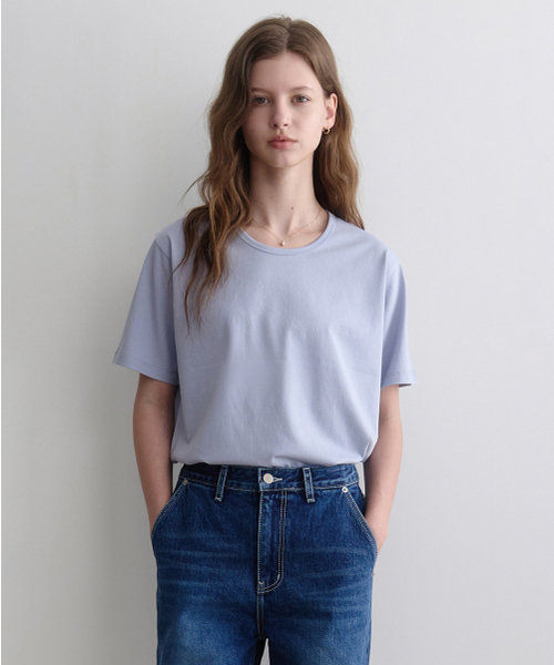 LENAV(ルナブ)の「esu u neck t-shirts (sky)(Tシャツ/カットソー・レディース・その他・FREE)」の1枚目の写真