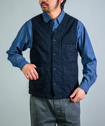 [OMNIGOD mens / オムニゴッド] インディゴダック フレンチワークベスト