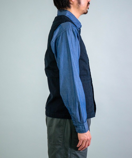 OMNIGOD mens / オムニゴッド] インディゴダック フレンチワークベスト