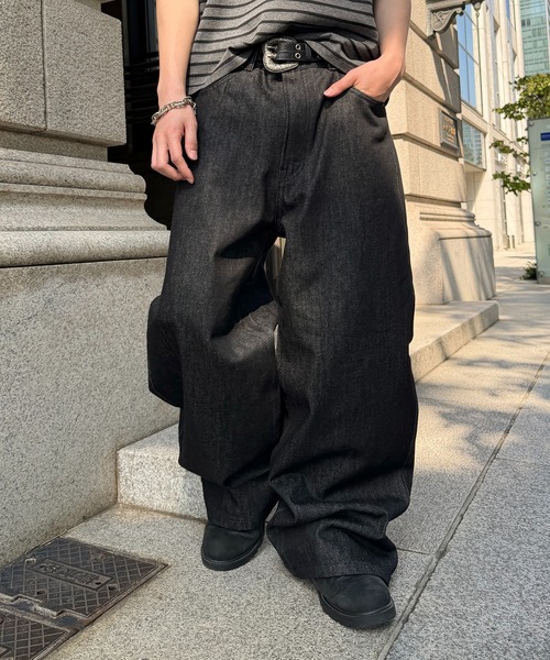 kutir(クティール)の「WIDE SILHOUETTE RIGID DENIM PANTS/ワイドシルエットリジットデニムパンツ(デニムパンツ・メンズ・ブラック/インディゴブルー・MEDIUM/LARGE/SMALL)」の4枚目の写真