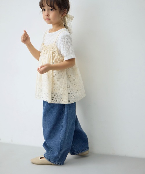 Piet(ピエット)の「レースキャミ ドッキングトップス(Tシャツ/カットソー・キッズ・ブラック/ホワイト・130/120/110/100)」の15枚目の写真
