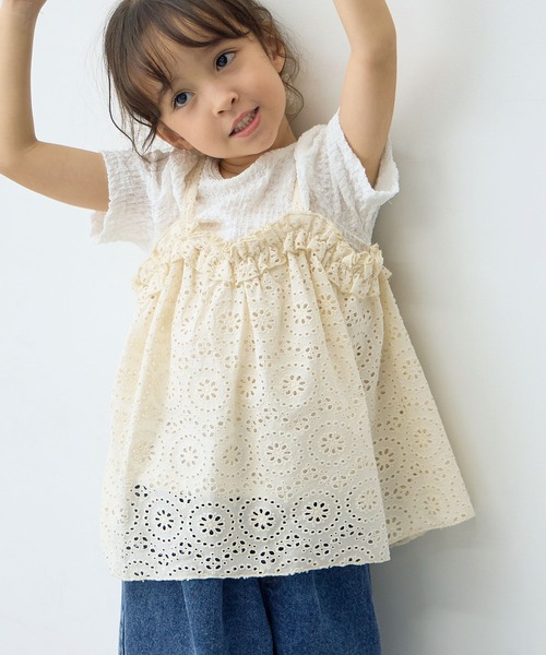 Piet(ピエット)の「レースキャミ ドッキングトップス(Tシャツ/カットソー・キッズ・ブラック/ホワイト・130/120/110/100)」の16枚目の写真