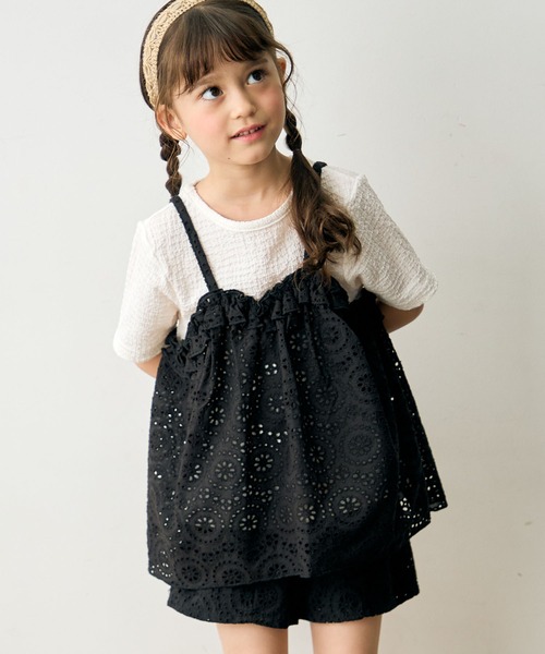 Piet(ピエット)の「レースキャミ ドッキングトップス(Tシャツ/カットソー・キッズ・ブラック/ホワイト・130/120/110/100)」の8枚目の写真
